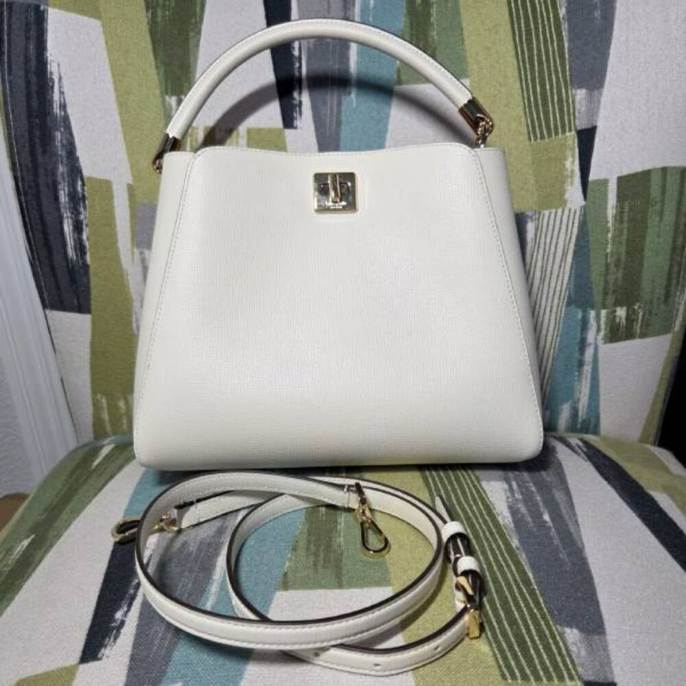 Kate Spade Phoebe Medium Top Handle Satchel In Meringue(White) Turnlock Closure